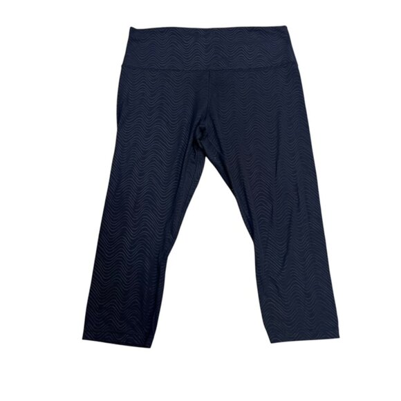 VGUC Lululemon Hi-Rise Crop Leggings Black Wave Print Size 14